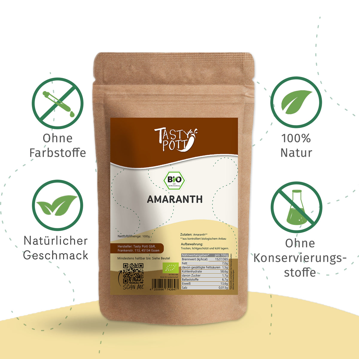 Tasty Pott Bio Amaranth Vollkorn - 1kg Beutel — Abbildung 3