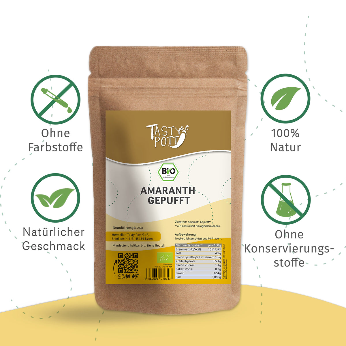 Tasty Pott Bio Amaranth gepufft - im Beutel — Abbildung 3