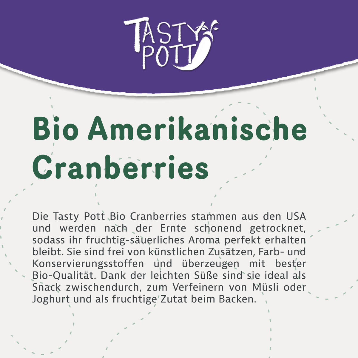 Tasty Pott Amerikanische Bio Cranberries getrocknet - 1kg Beutel — Abbildung 2