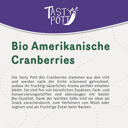 Tasty Pott Amerikanische Bio Cranberries getrocknet - 1kg Beutel — Abbildung 2