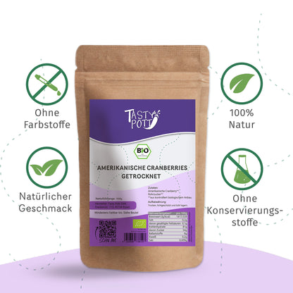 Tasty Pott Amerikanische Bio Cranberries getrocknet - 1kg Beutel — Abbildung 3