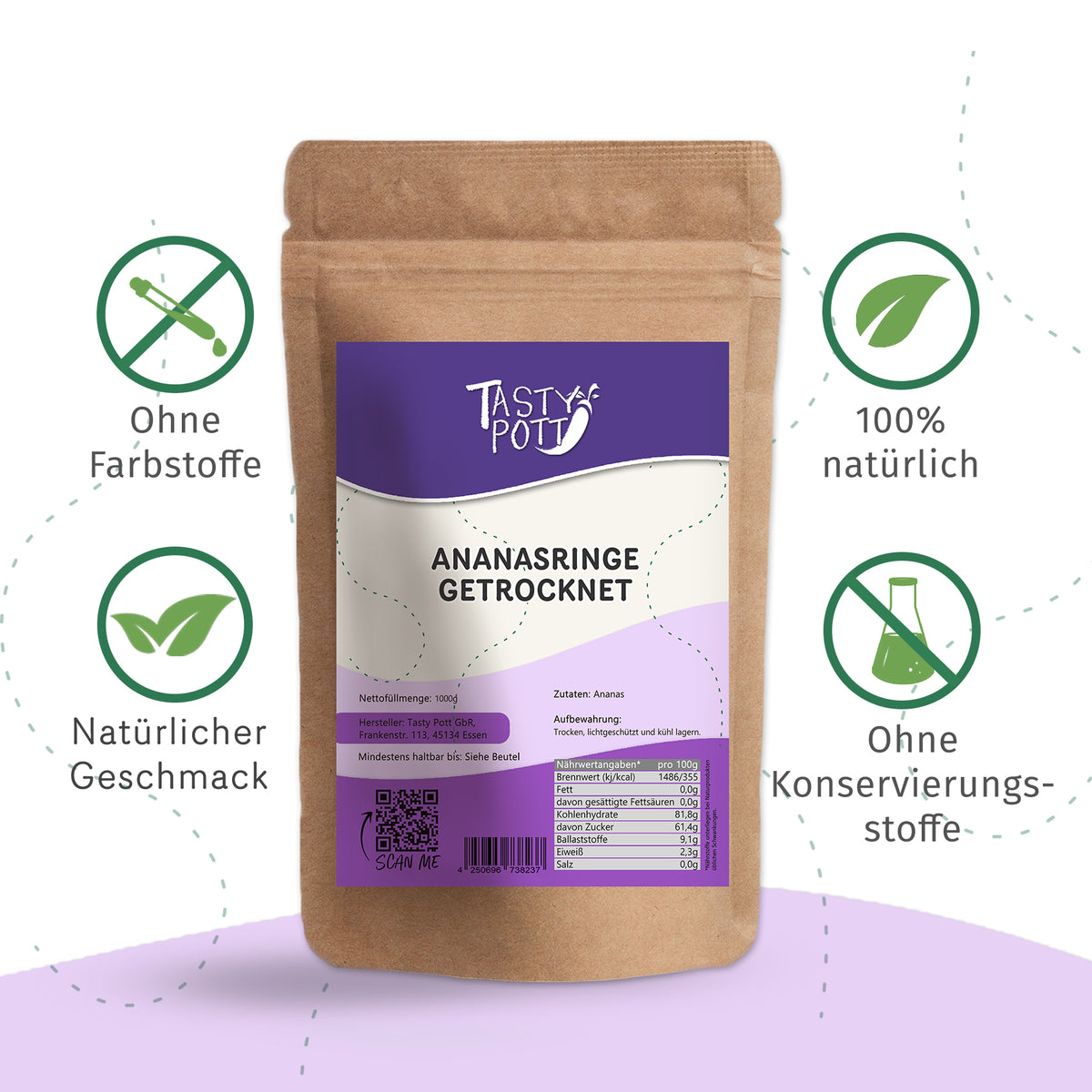 Tasty Pott getrocknete Ananasringe - im Beutel — Abbildung 3