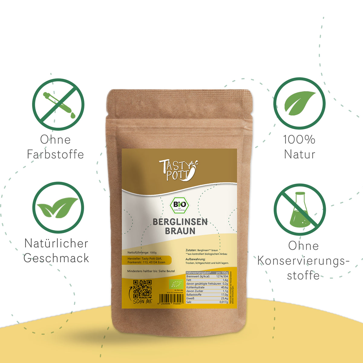 Tasty Pott Bio Berglinsen - braun - im Beutel — Abbildung 3