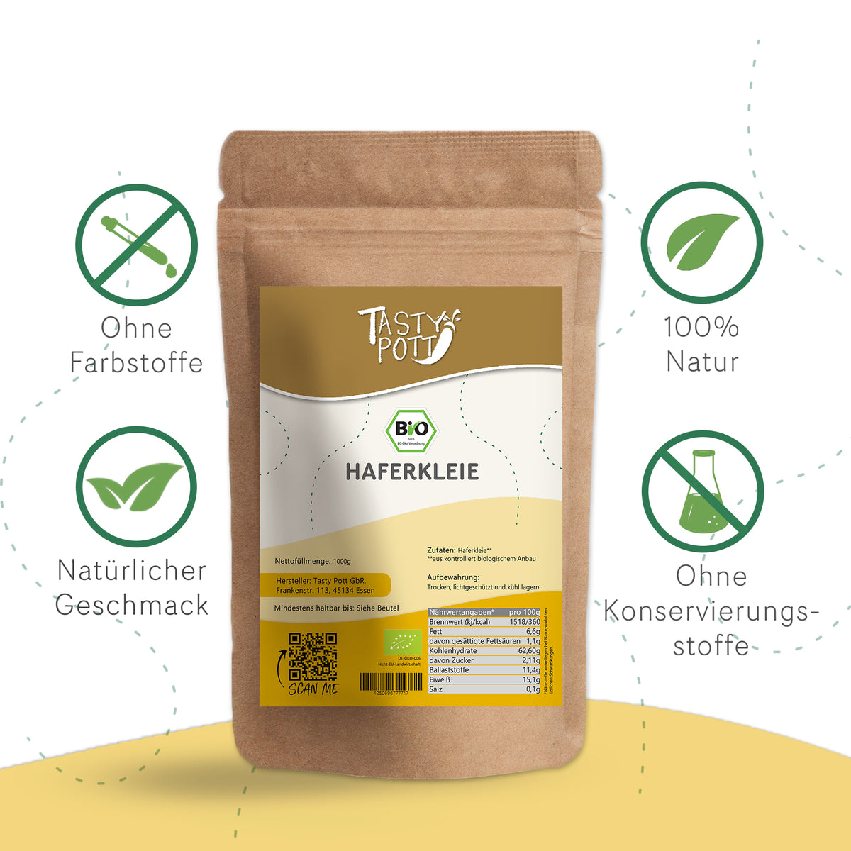 Tasty Pott Bio Haferkleie - im Beutel — Abbildung 3
