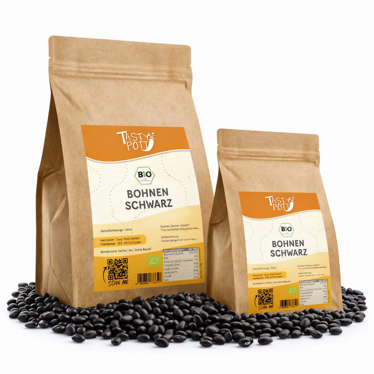 Tasty Pott Bio Bohnen schwarz - 1kg - im Beutel