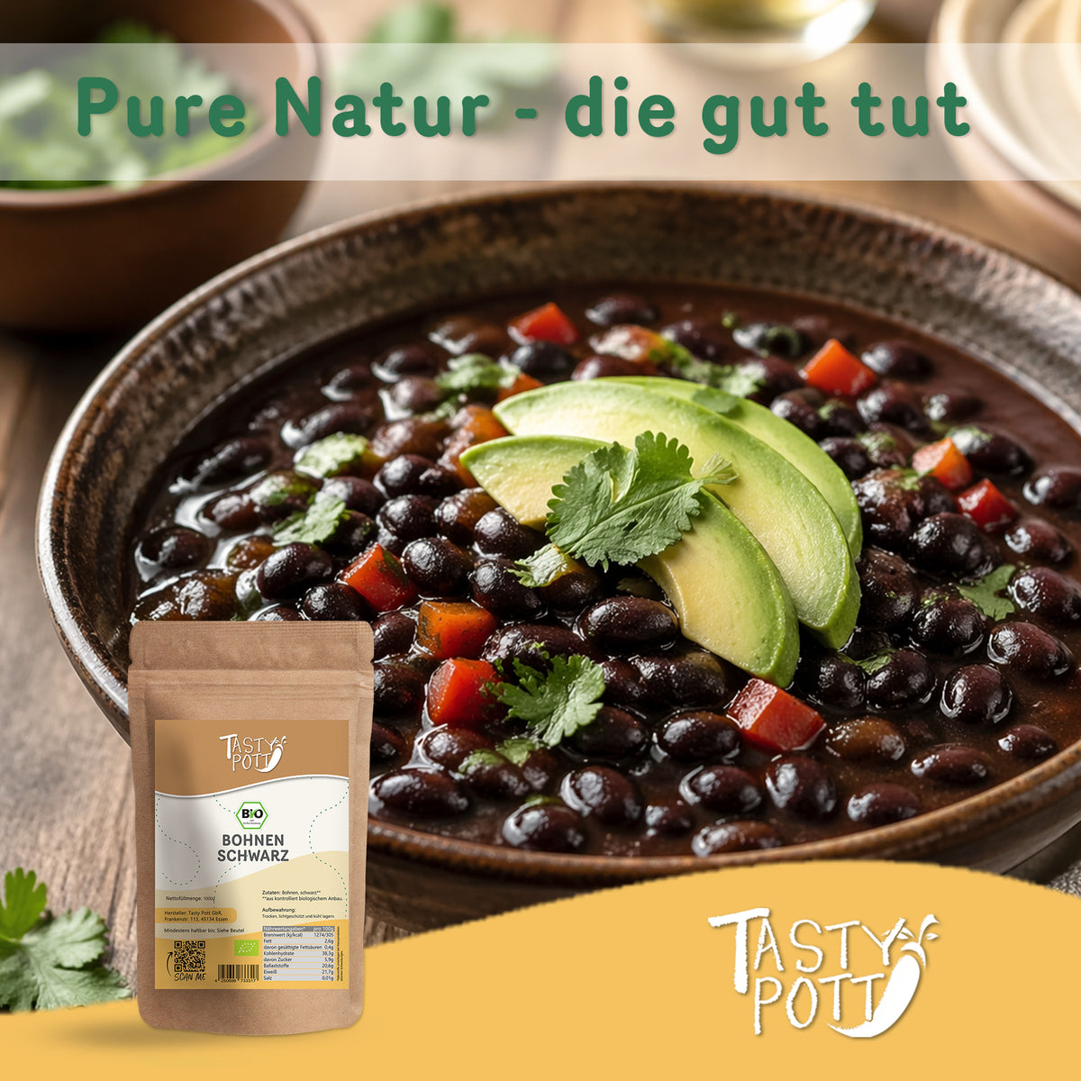 Tasty Pott Bio Bohnen schwarz - 1kg - im Beutel — Abbildung 6