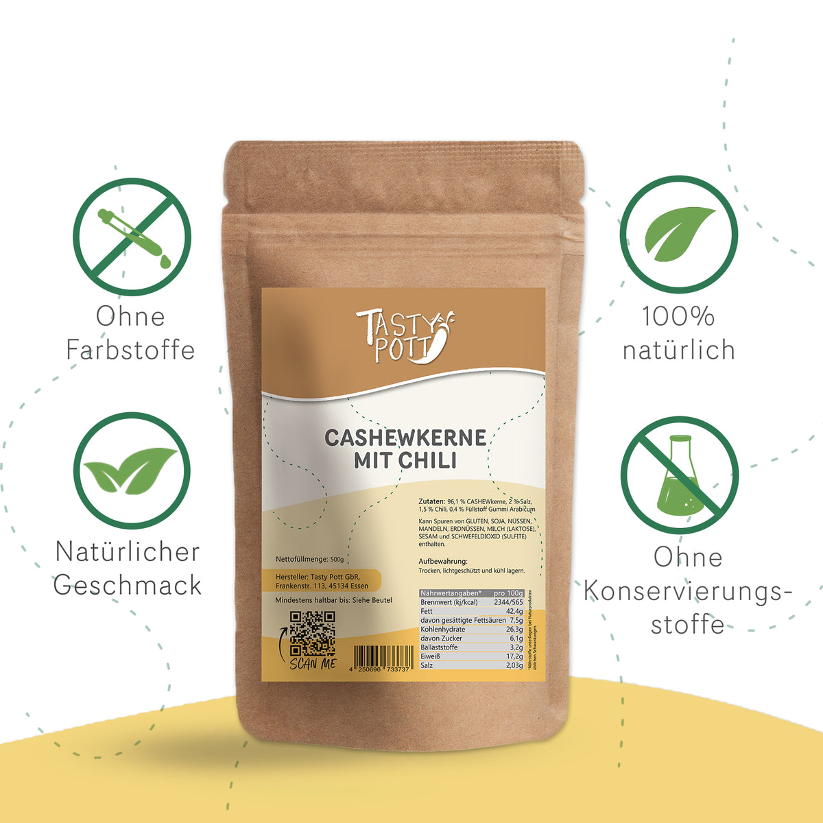 Tasty Pott Cashewkerne Chili geröstet und gesalzen - im Beutel — Abbildung 3