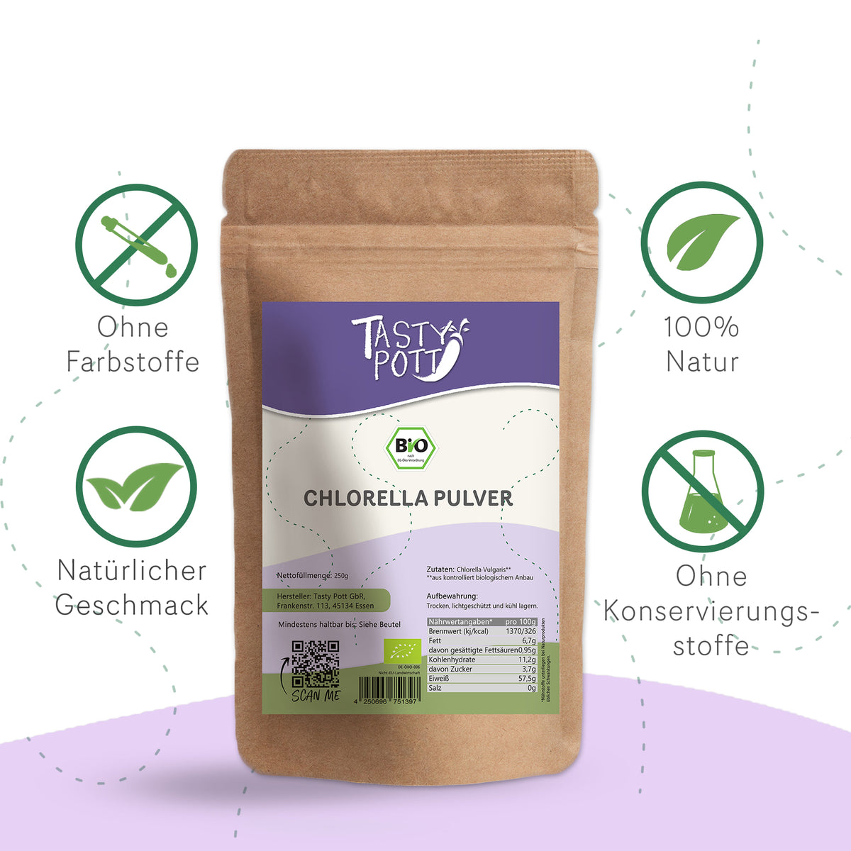 Tasty Pott Bio Chlorella Pulver - 250g - im Beutel — Abbildung 3