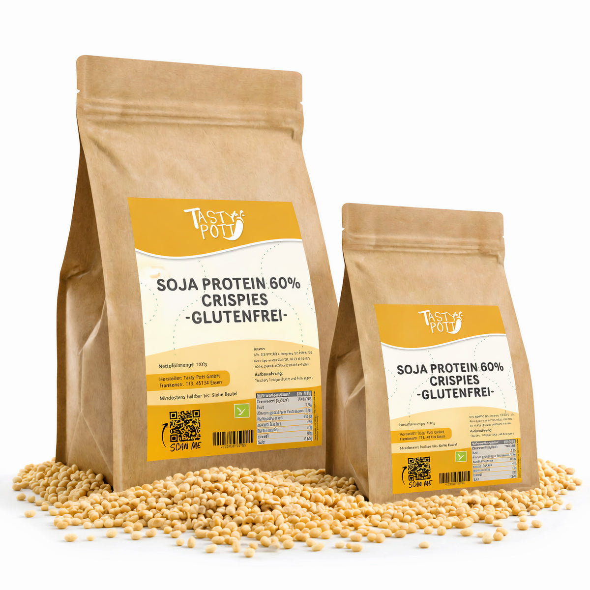 Tasty Pott Protein Soja Crispies mit 60% Eiweiß - im Beutel