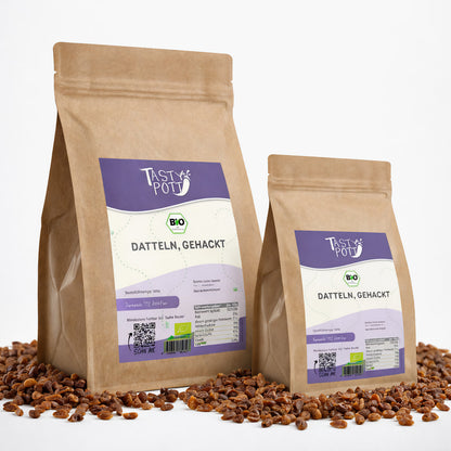 Tasty Pott Bio Datteln getrocknet & gehackt - 500g im Beutel