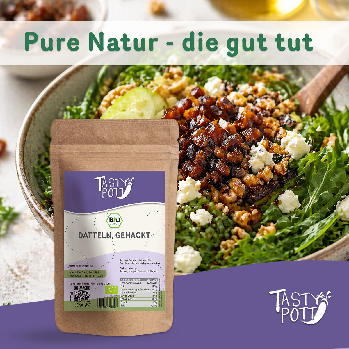 Tasty Pott Bio Datteln getrocknet & gehackt - 500g im Beutel — Abbildung 6