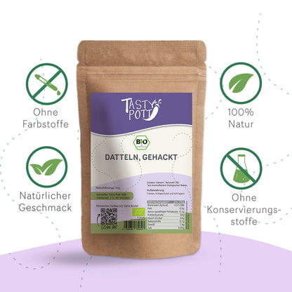 Tasty Pott Bio Datteln getrocknet & gehackt - 500g im Beutel — Abbildung 3