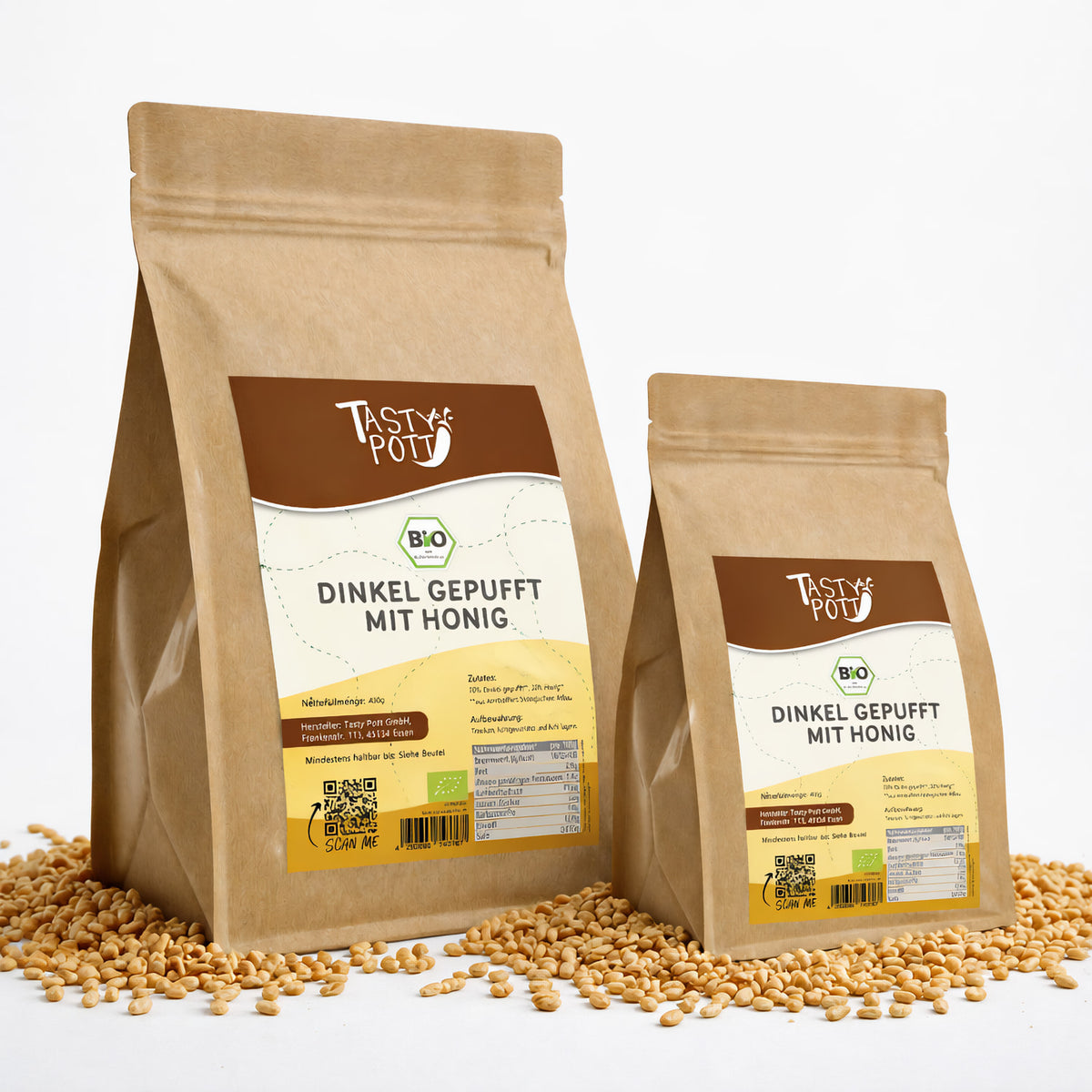 TASTY-POTT Tast Pott Bio Dinkel gepufft mit Honig - 400g Beutel