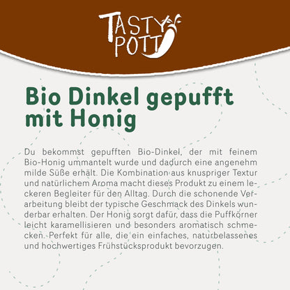 TASTY-POTT Tast Pott Bio Dinkel gepufft mit Honig - 400g Beutel — Abbildung 2