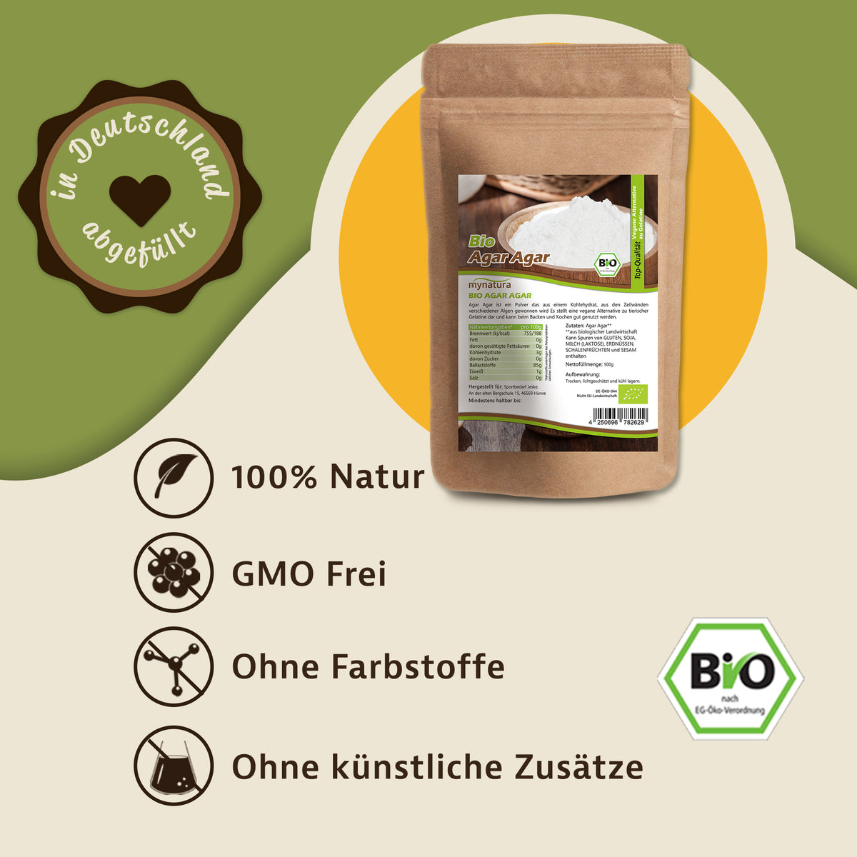 Mynatura Bio Agar Agar – 500g Beutel — Abbildung 2