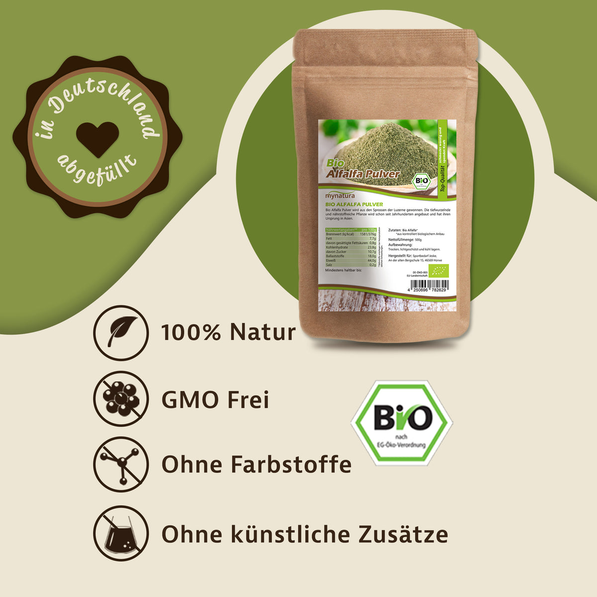 Mynatura Bio Alfalfa Pulver - (500g) — Abbildung 2