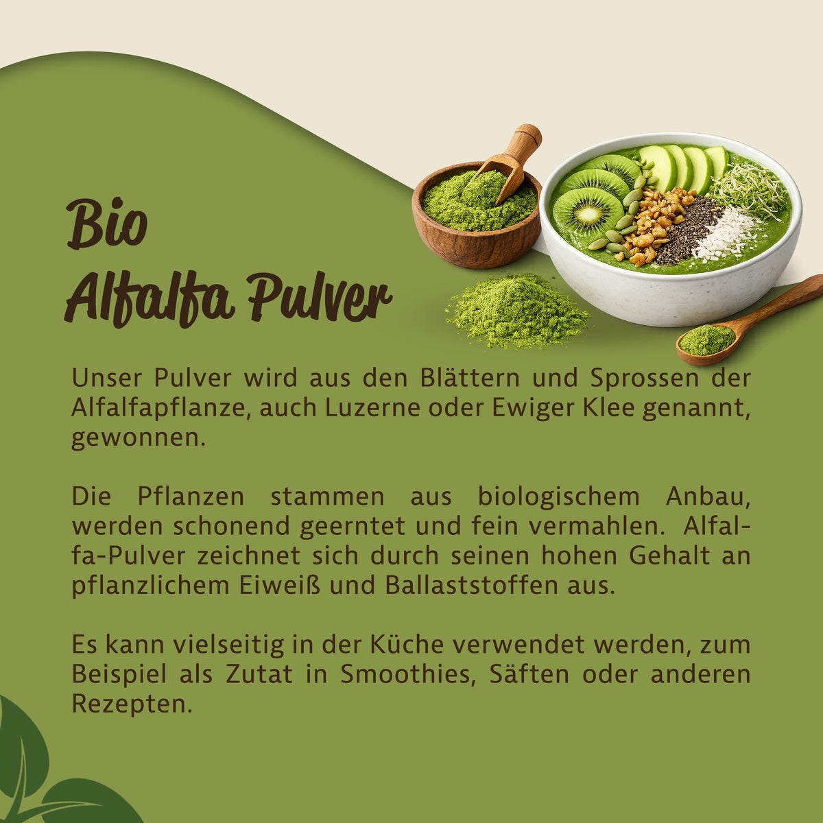 Mynatura Bio Alfalfa Pulver - (500g) — Abbildung 3
