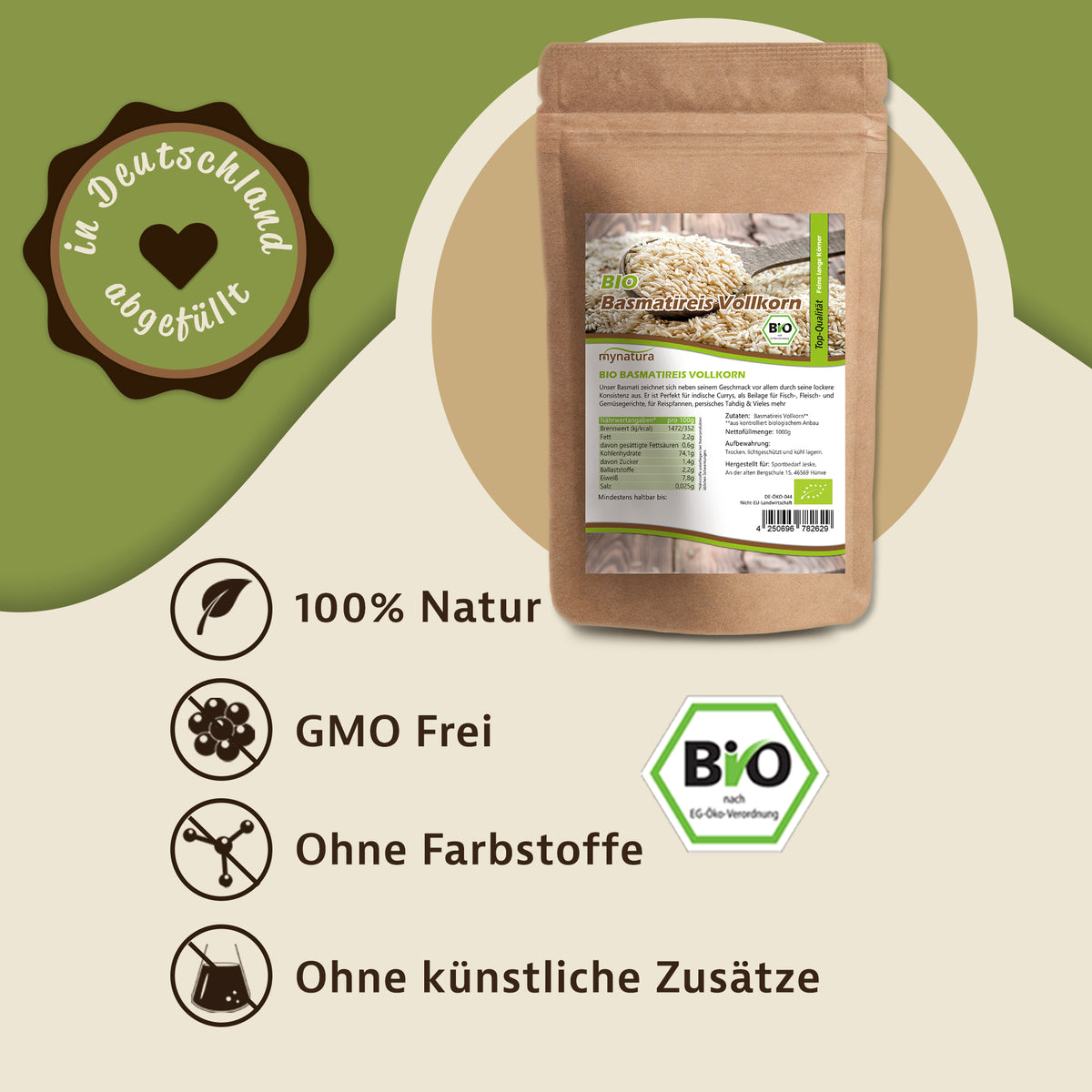 Mynatura Bio Vollkorn Basmatireis ab 1kg Beutel — Abbildung 2