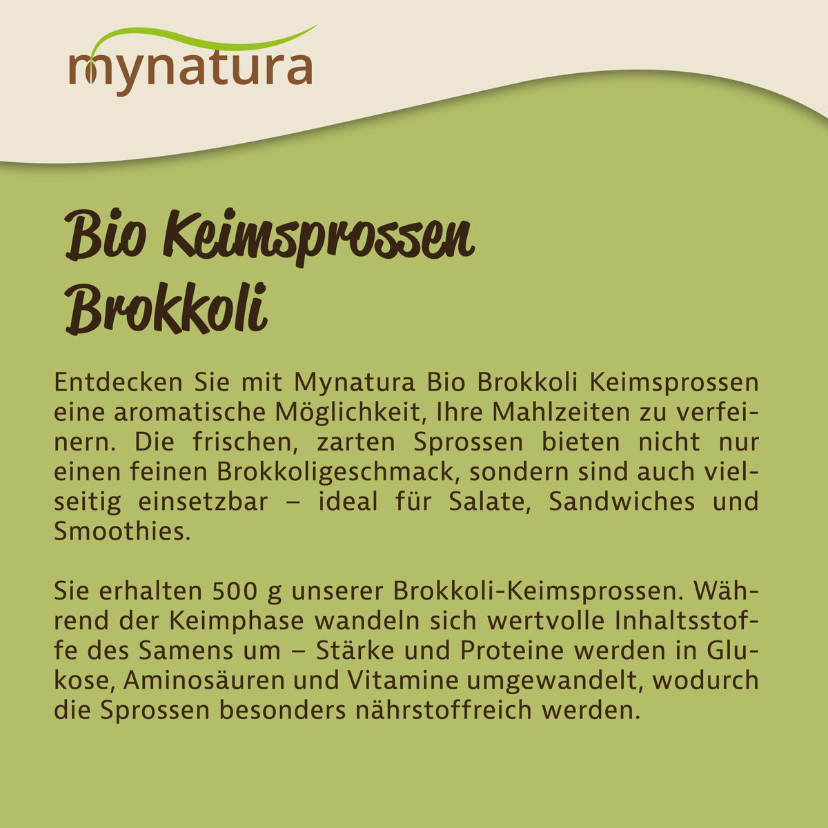 Mynatura Bio Keimsprossen Brokkoli Gemüse (500g) — Abbildung 3