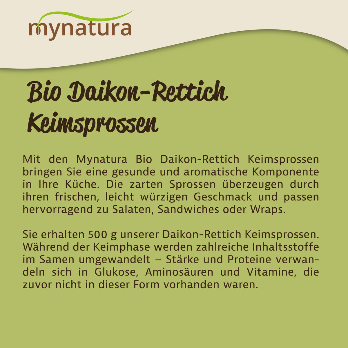 Mynatura Bio Daikon-Rettich Keimsprossen - 500g — Abbildung 4
