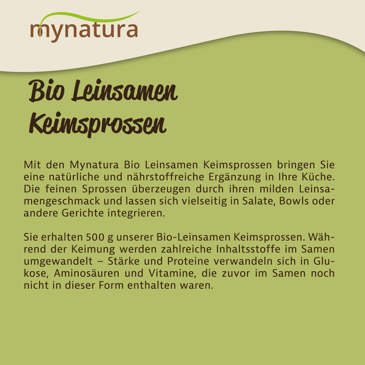 Mynatura Leinsamen Keimsprossen - 500g — Abbildung 4