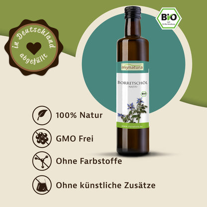 Mynatura Bio Borretschöl – kaltgepresstes Pflanzenöl 250ml — Abbildung 2
