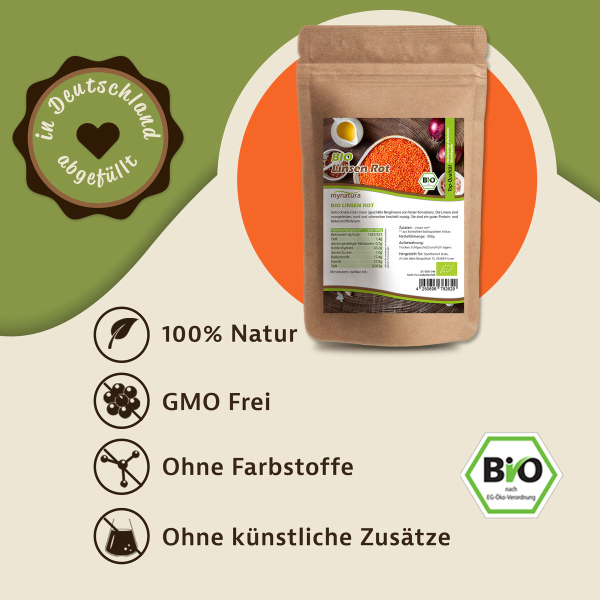 Mynatura Bio Rote Linsen – Proteinreiche Hülsenfrüchte - in verschiedenen Größen — Abbildung 2