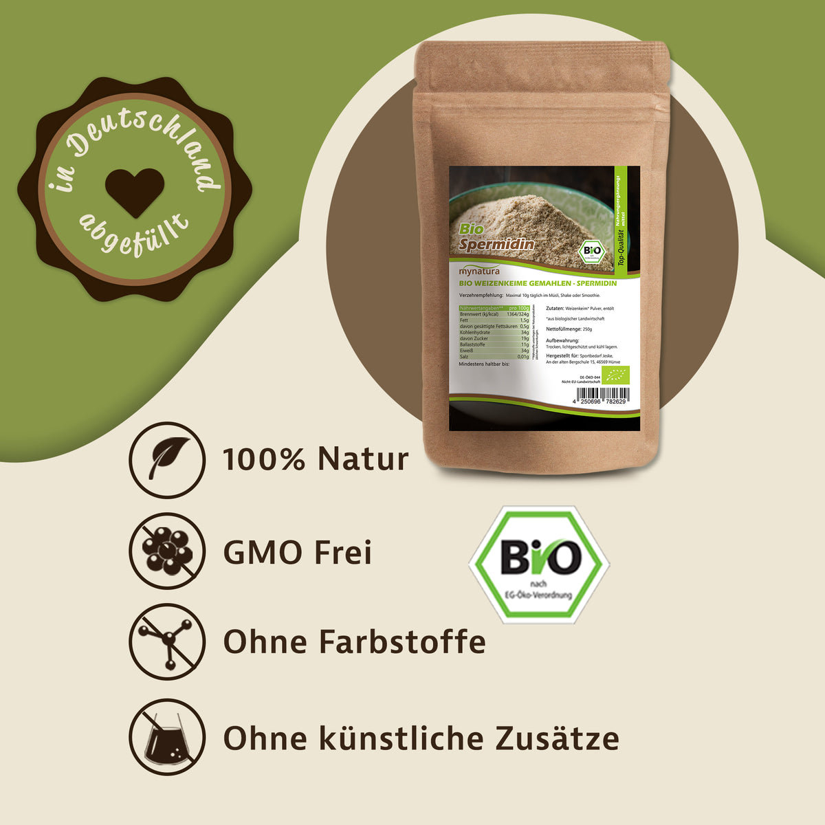 Mynatura Bio Weizenkeime gemahlen - Spermidin - 250g — Abbildung 2