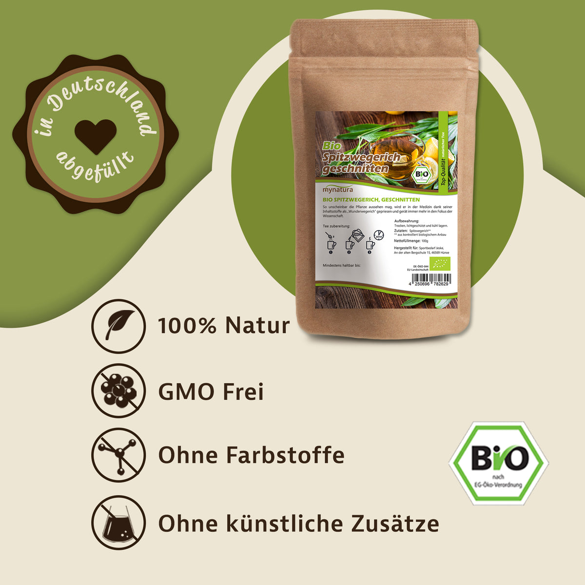 Mynatura Bio Spitzwegerich geschnitten - im Beutel – in verschiedenen Größen — Abbildung 2
