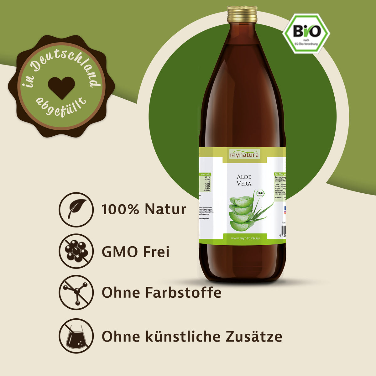 Mynatura Bio Aloe Vera - Direktsaft Pflanzensaft (1L) — Abbildung 2
