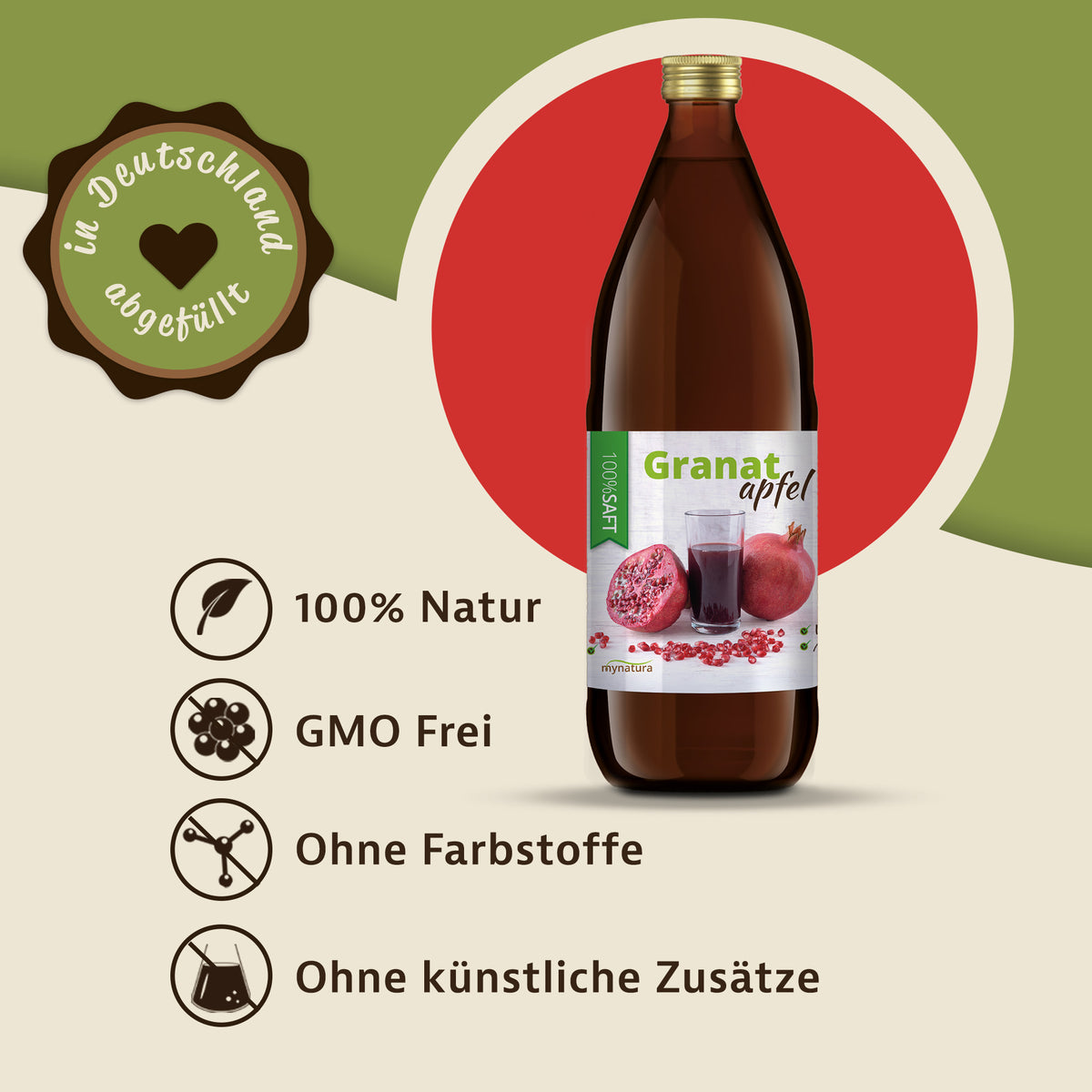 Mynatura Granatapfel Direktsaft – (1 Liter) — Abbildung 2