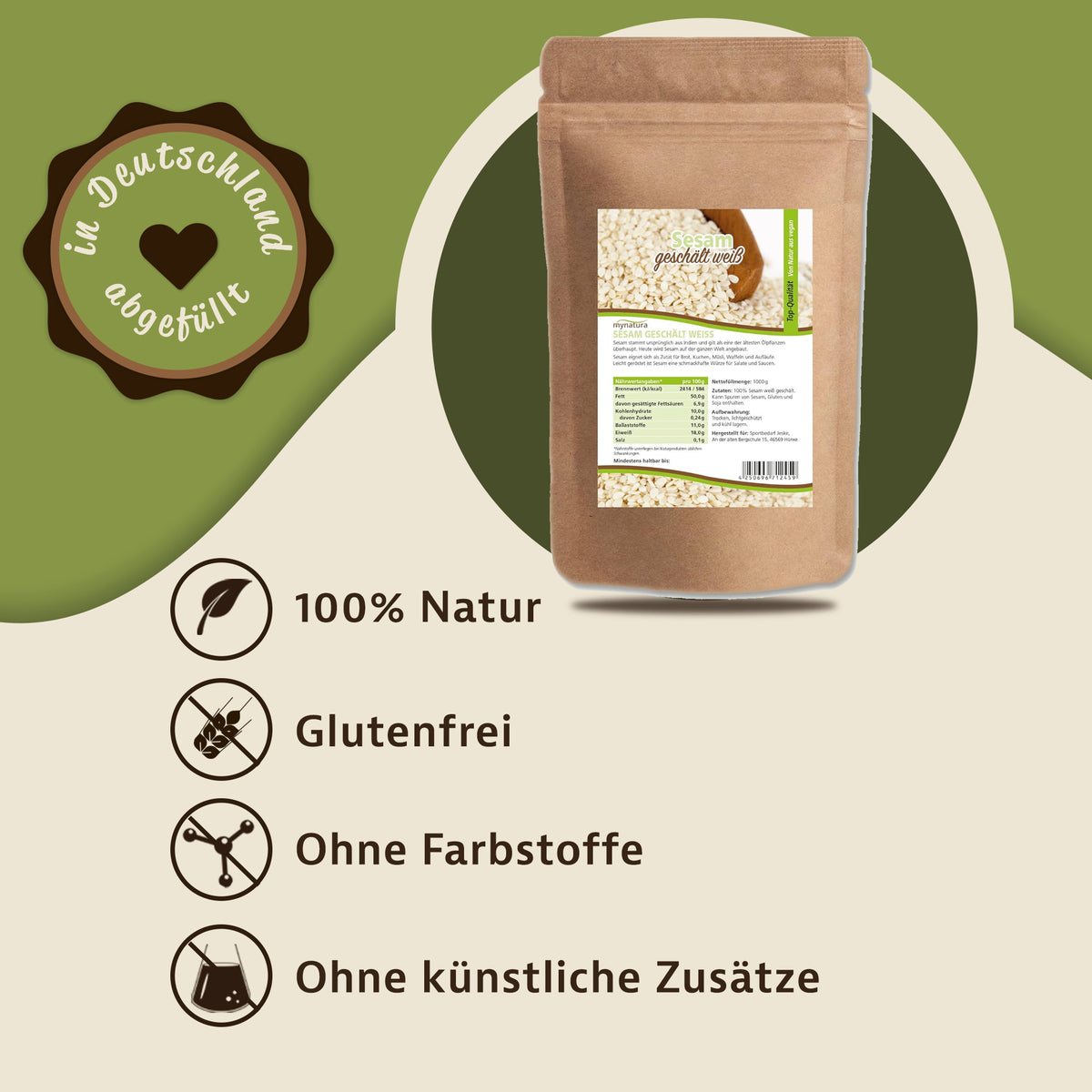 Mynatura weißer Sesam geschält - 1000g — Abbildung 2