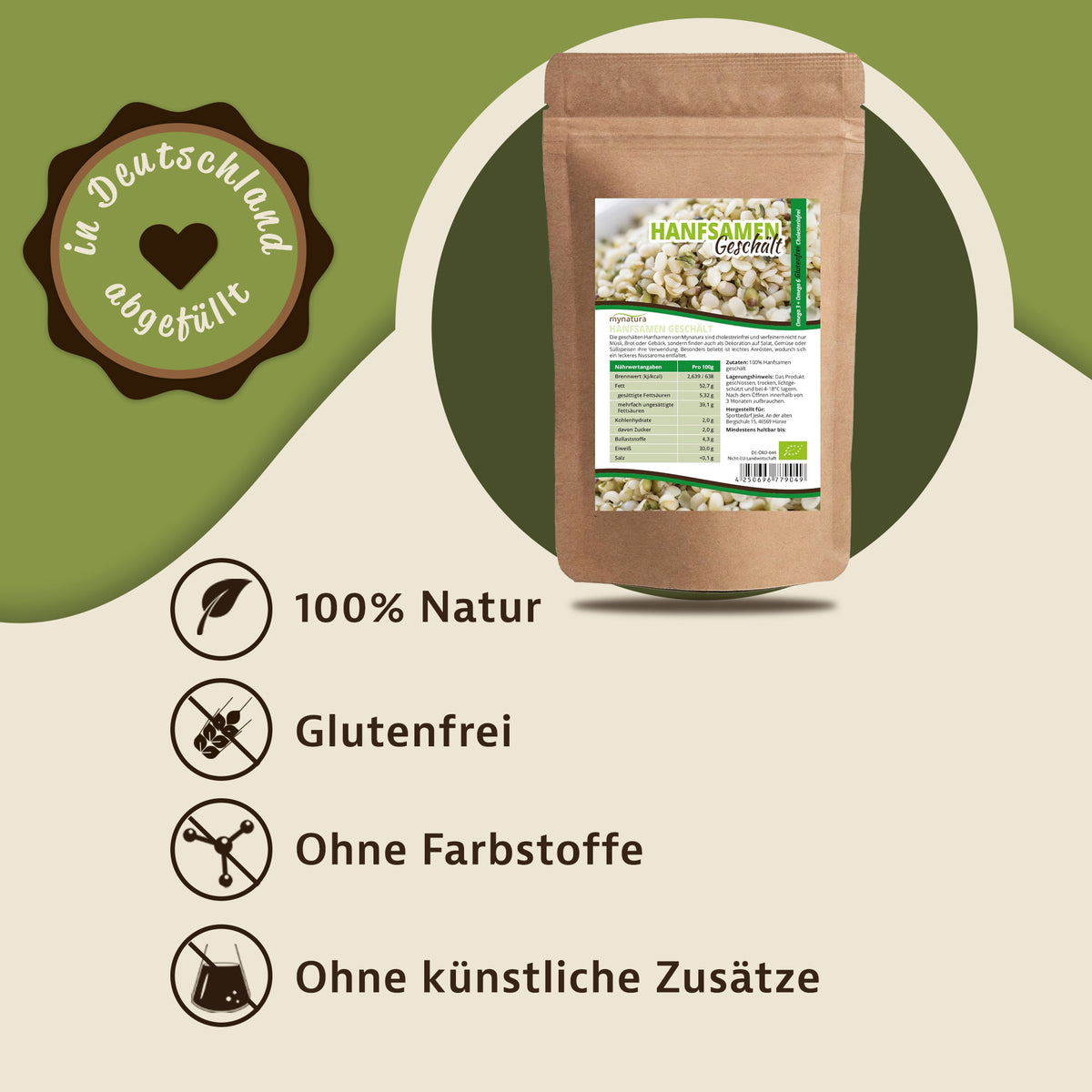 Mynatura Hanfsamen geschält Bio – Im Beutel (1kg) — Abbildung 2