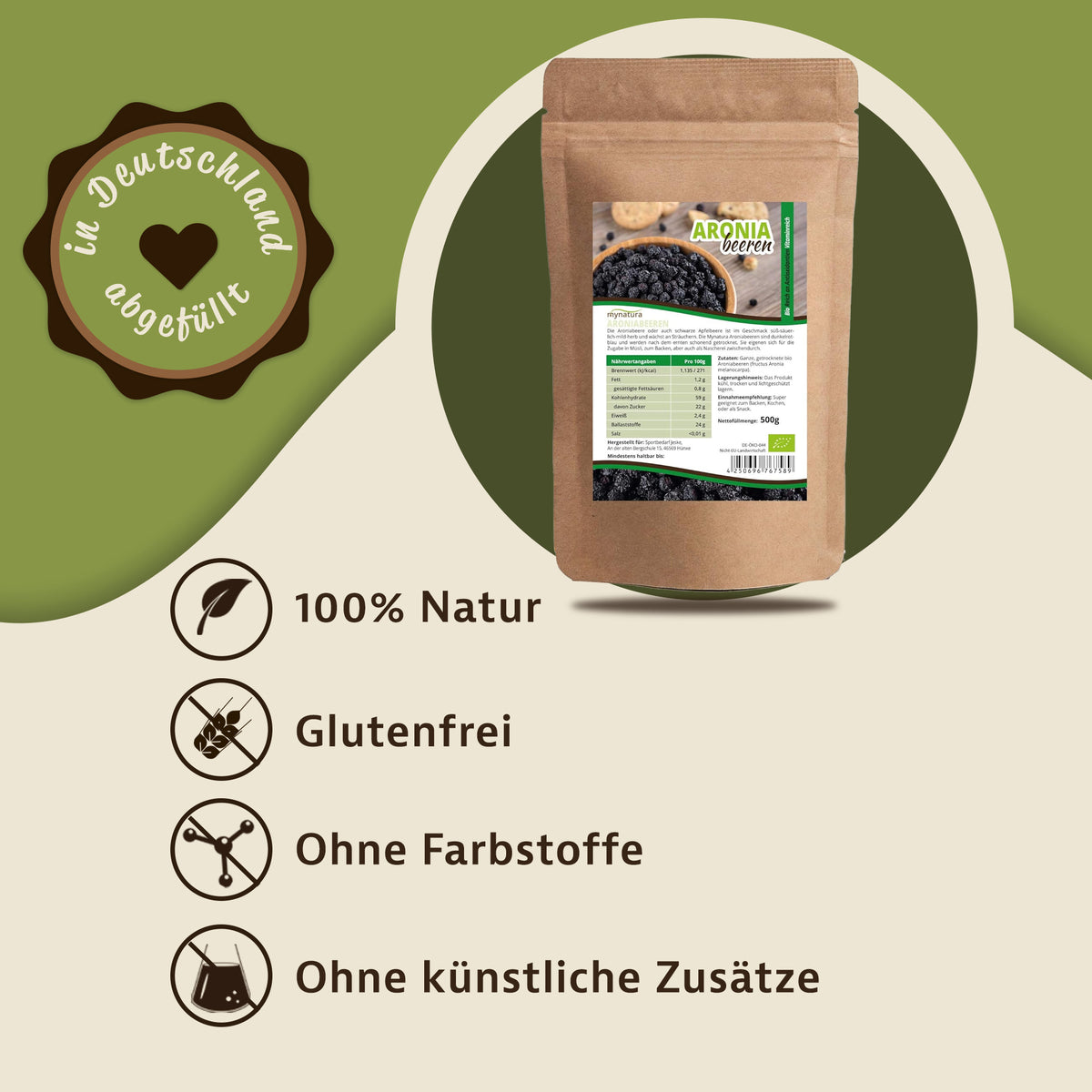Mynatura getrocknete Bio Aroniabeeren - 1000g — Abbildung 2
