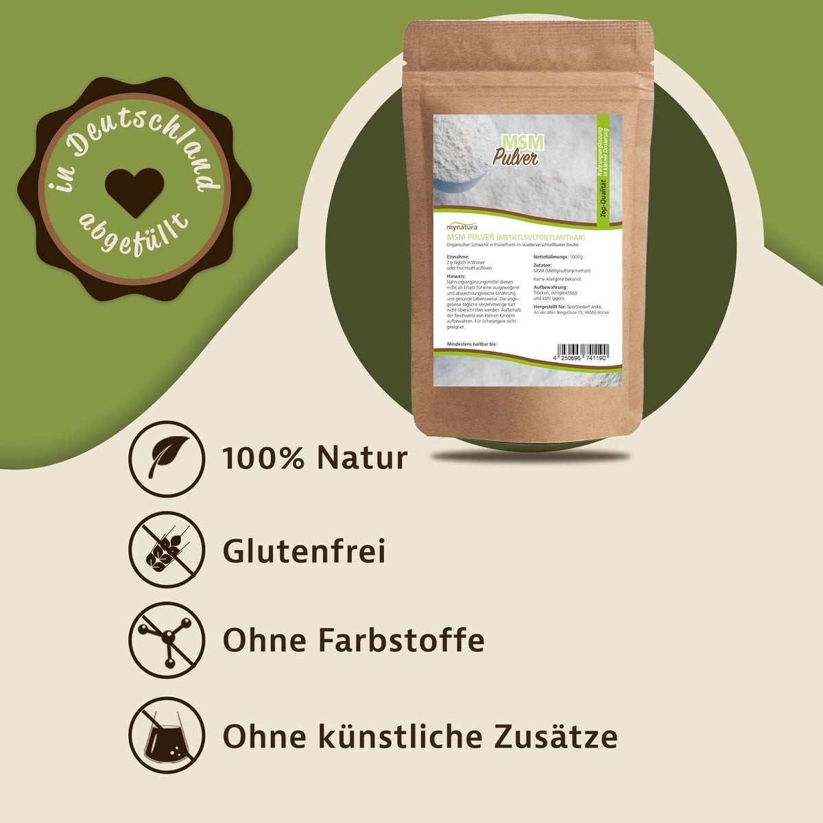 Mynatura MSM Pulver – (1000g) — Abbildung 2