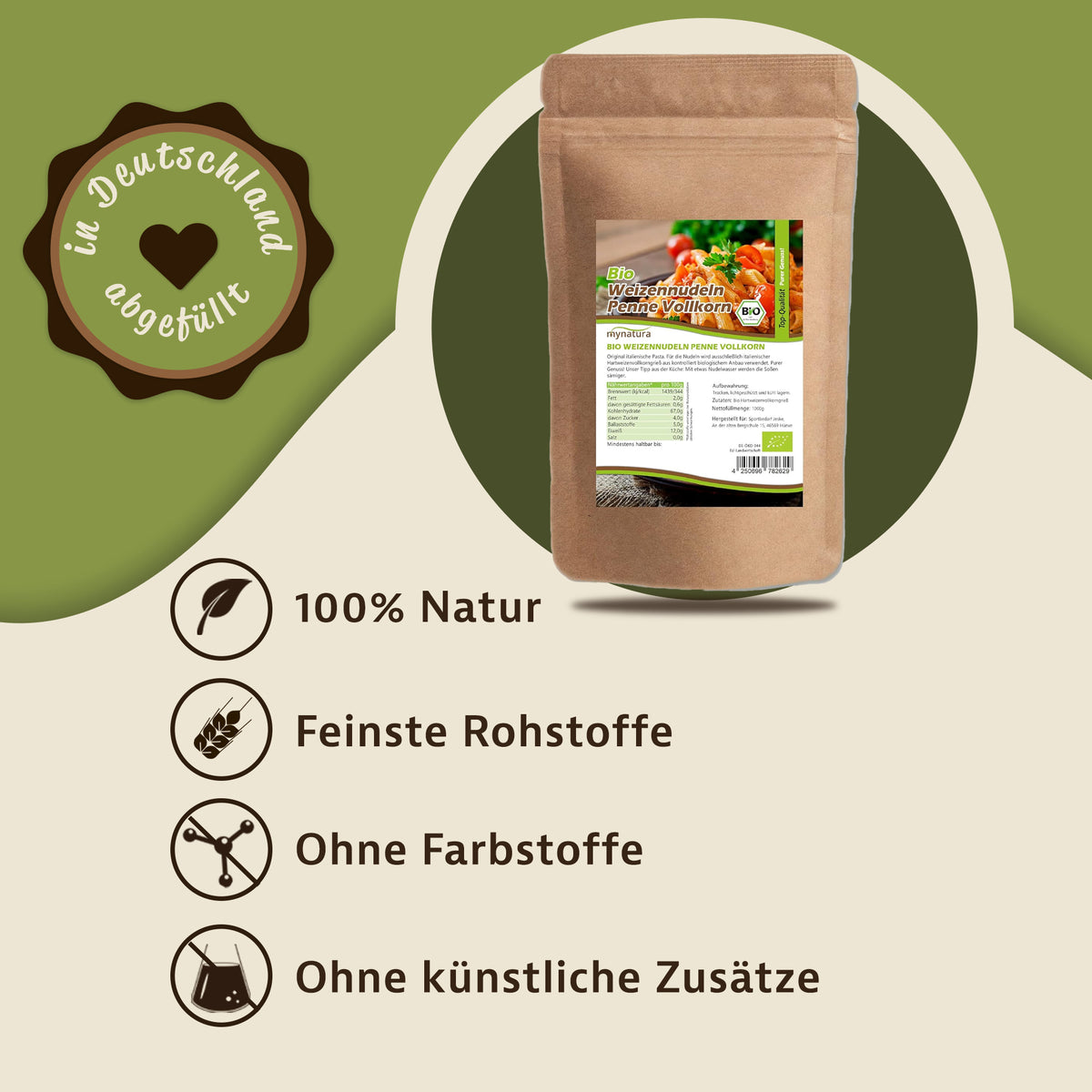 Mynatura Bio Penne Weizen Vollkorn – in verschiedenen Größen — Abbildung 2