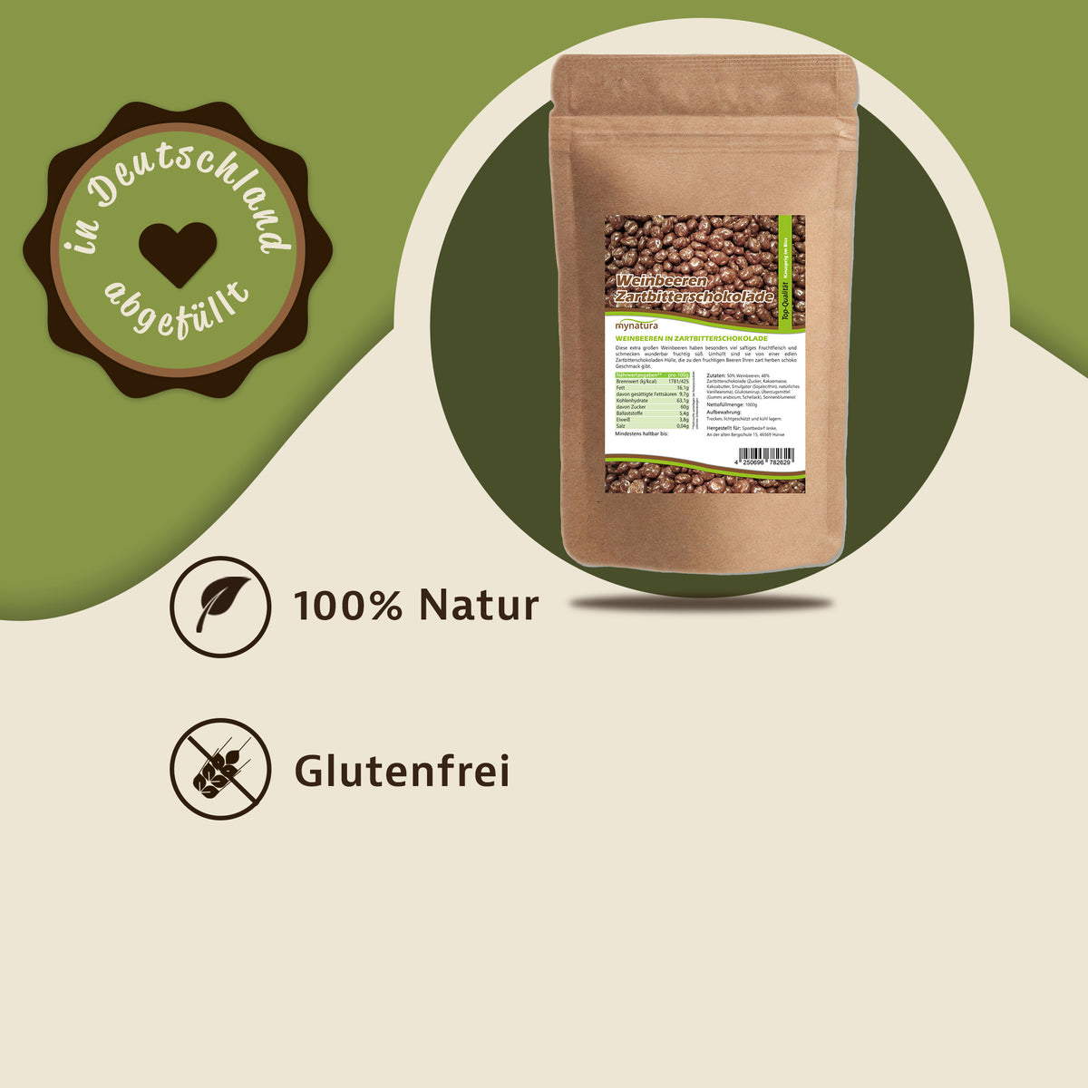 Mynatura Weinbeeren in Zartbitterschokolade – 1kg Beutel — Abbildung 2