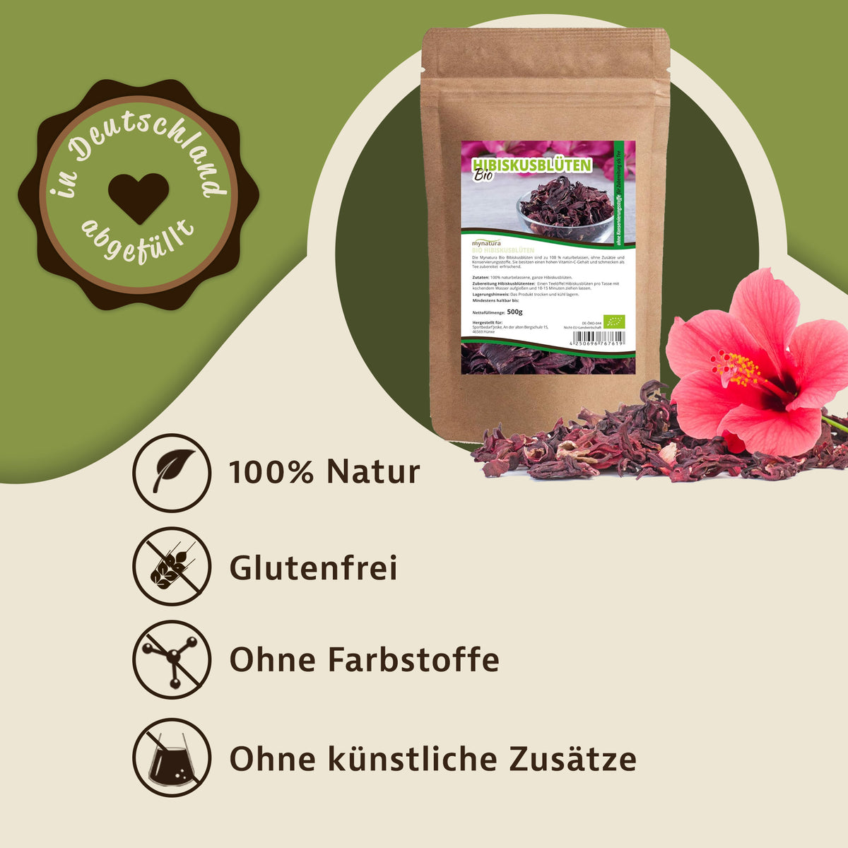 Mynatura Bio Hibiskusblüten getrocknet ganz - 500g — Abbildung 2