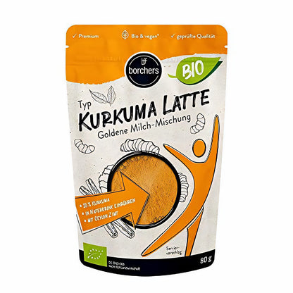 borchers Kurkuma Latte - Goldene Milch-Mischung | 80g | Bio- Qualität | von Natur aus vegan | DE-ÖKO-006