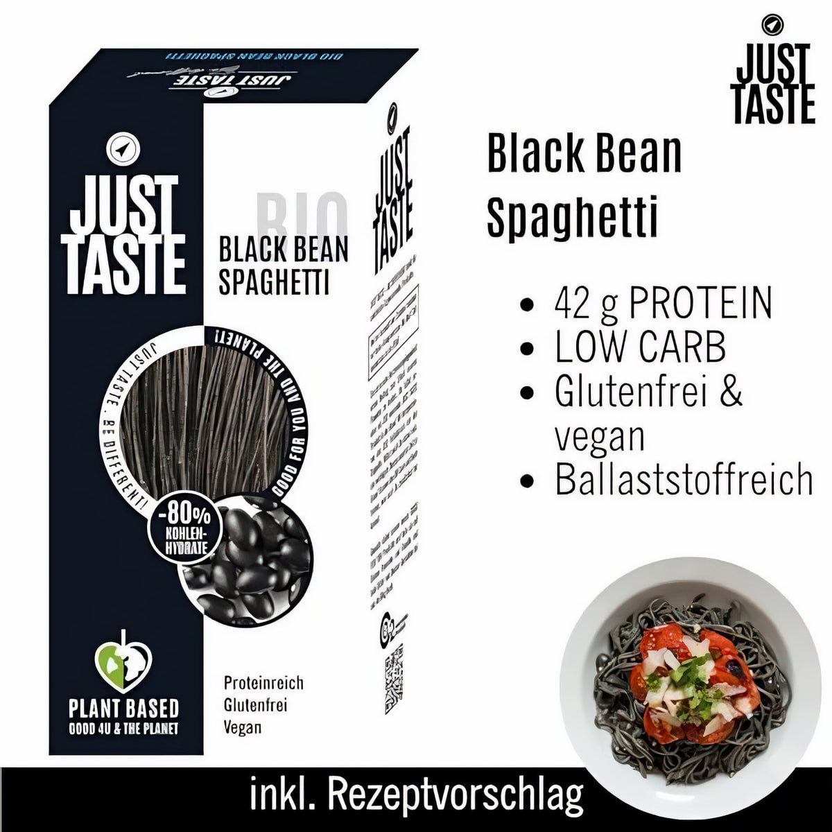 JUST TASTE – Bunte Nudel Vielfalt - Die neue BIO Gemüse Pasta – 6er Pack á 250g (1x Edamame, 1x Kichererbse, 1x Black Bean, 1x Lila Süßkartoffel, 1x Süßkartoffel mit Kurkuma, 1x Weisse Süßkartoffel) — Abbildung 5