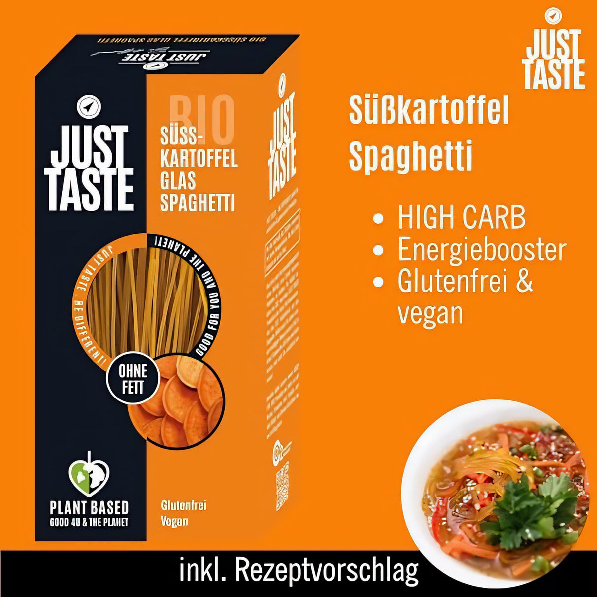 JUST TASTE – Bunte Nudel Vielfalt - Die neue BIO Gemüse Pasta – 6er Pack á 250g (1x Edamame, 1x Kichererbse, 1x Black Bean, 1x Lila Süßkartoffel, 1x Süßkartoffel mit Kurkuma, 1x Weisse Süßkartoffel) — Abbildung 6