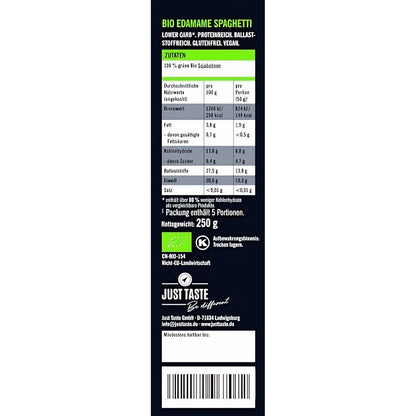 JUST TASTE - 3 BIO Superfood Bohnen Pasta Sorten - 6er Pack á 250g (2 x Edamame, 2x Kichererbse, 2x Black Beans) — Abbildung 2