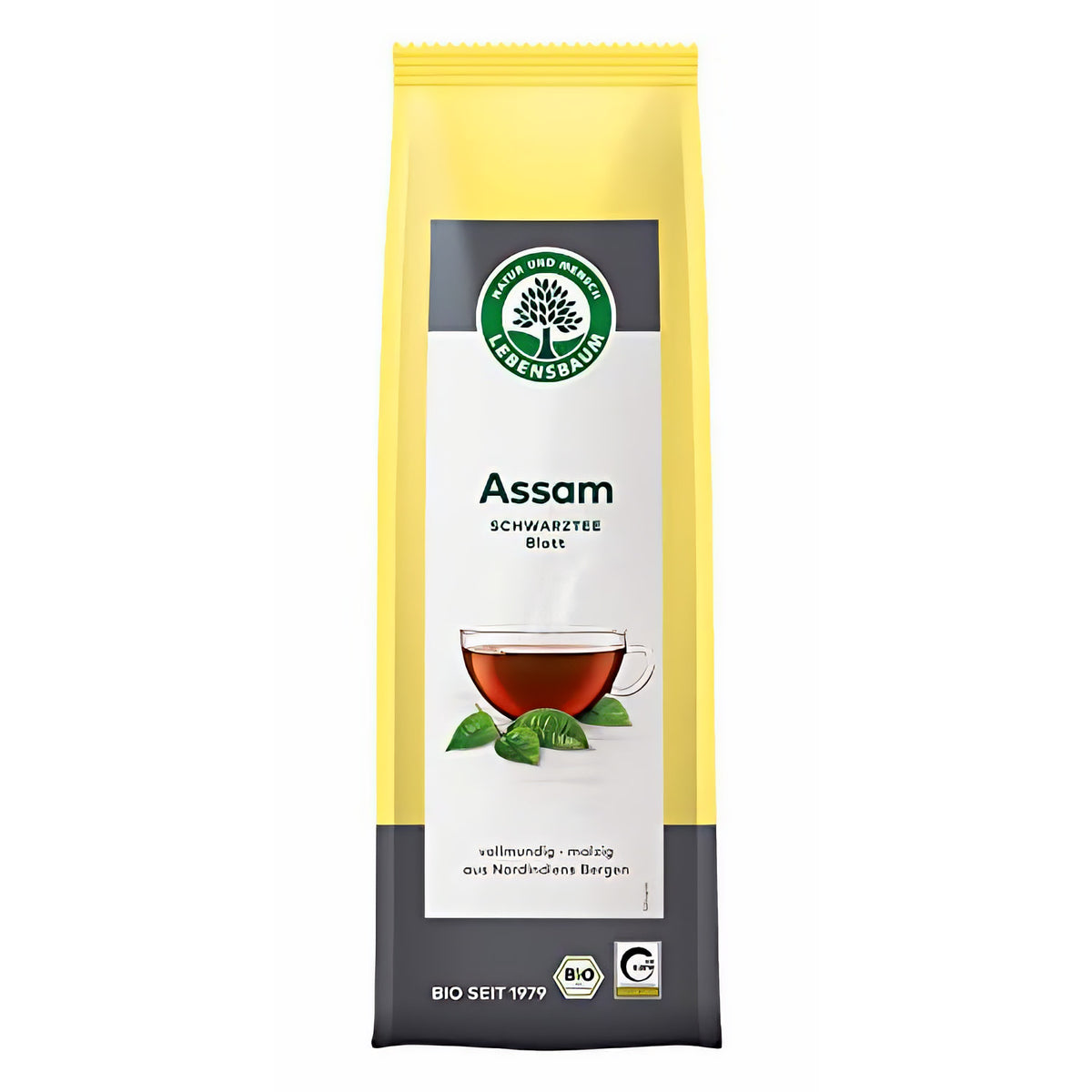 LEBENSBAUM Assam Schwarztee ganzes Blatt, lose, Bio mit vollmundig-malzigem Geschmack, Schwarztee Teeblätter, 100% natürlicher Genuss, 100 g
