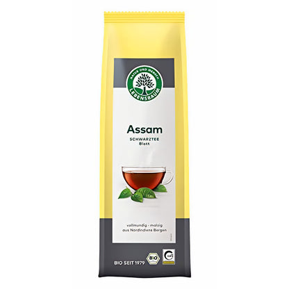 LEBENSBAUM Assam Schwarztee ganzes Blatt, lose, Bio mit vollmundig-malzigem Geschmack, Schwarztee Teeblätter, 100% natürlicher Genuss, 100 g