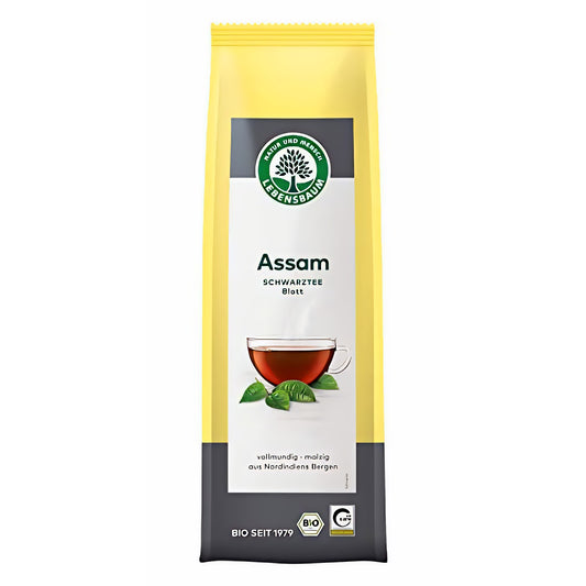 LEBENSBAUM Assam Schwarztee ganzes Blatt, lose, Bio mit vollmundig-malzigem Geschmack, Schwarztee Teeblätter, 100% natürlicher Genuss, 100 g
