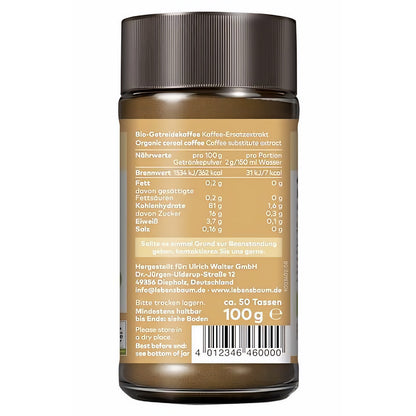 LEBENSBAUM Getreidekaffee, löslicher Bio mit fein-malzigem Geschmack, koffeinfreier Instant Kaffee, 100 g — Abbildung 2