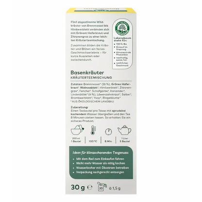 LEBENSBAUM Tee Basenkräuter, Bio-Tee, ausgewogen & leicht, Kräutertee, 20 Teebeutel à 1,5 g, 30 g — Abbildung 2