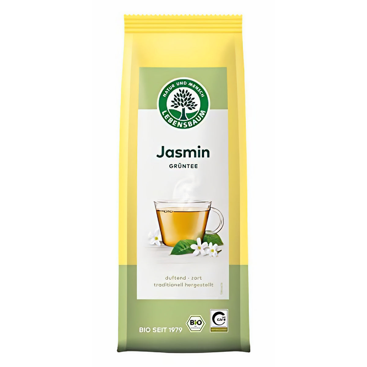 LEBENSBAUM Grüntee Jasmin Blatt, Bio-Grüntee mit duftiger Note, zarter Geschmack, reiner Jasmin-Tee, 75 g