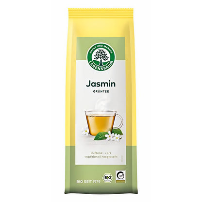 LEBENSBAUM Grüntee Jasmin Blatt, Bio-Grüntee mit duftiger Note, zarter Geschmack, reiner Jasmin-Tee, 75 g