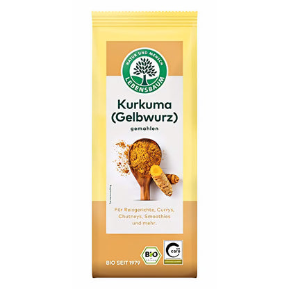 LEBENSBAUM Kurkuma (Gelbwurz), gemahlen, Bio-Gewürz für Reisgerichte, Currys, Chutneys & Smoothies, 50 g